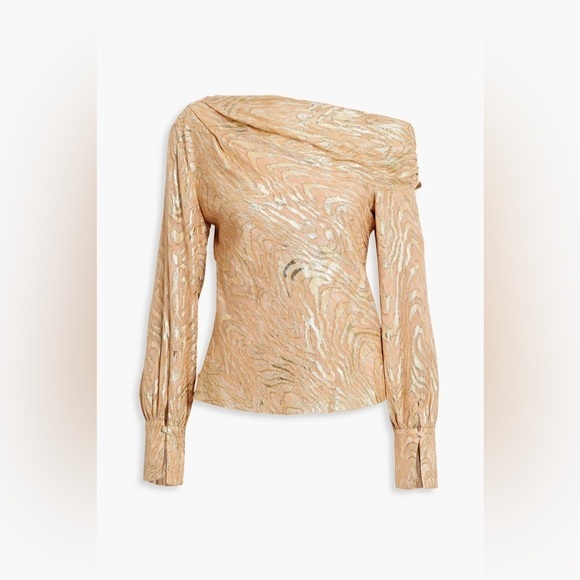 Jonathan Simkhai Tops - Jonathan Simkhai | Alice Moire abstract-print blouse One Shoulder Top Size XS